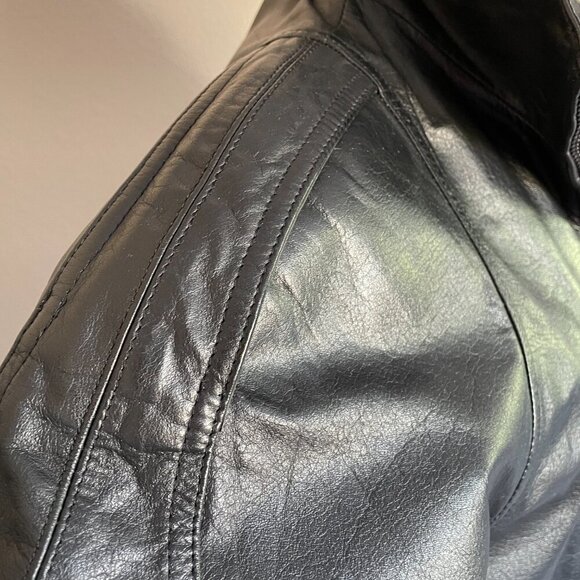Silton Men's Vintage Black Leather Bomber Jacket, Size 40   EUC 2 - Picture 12 of 13